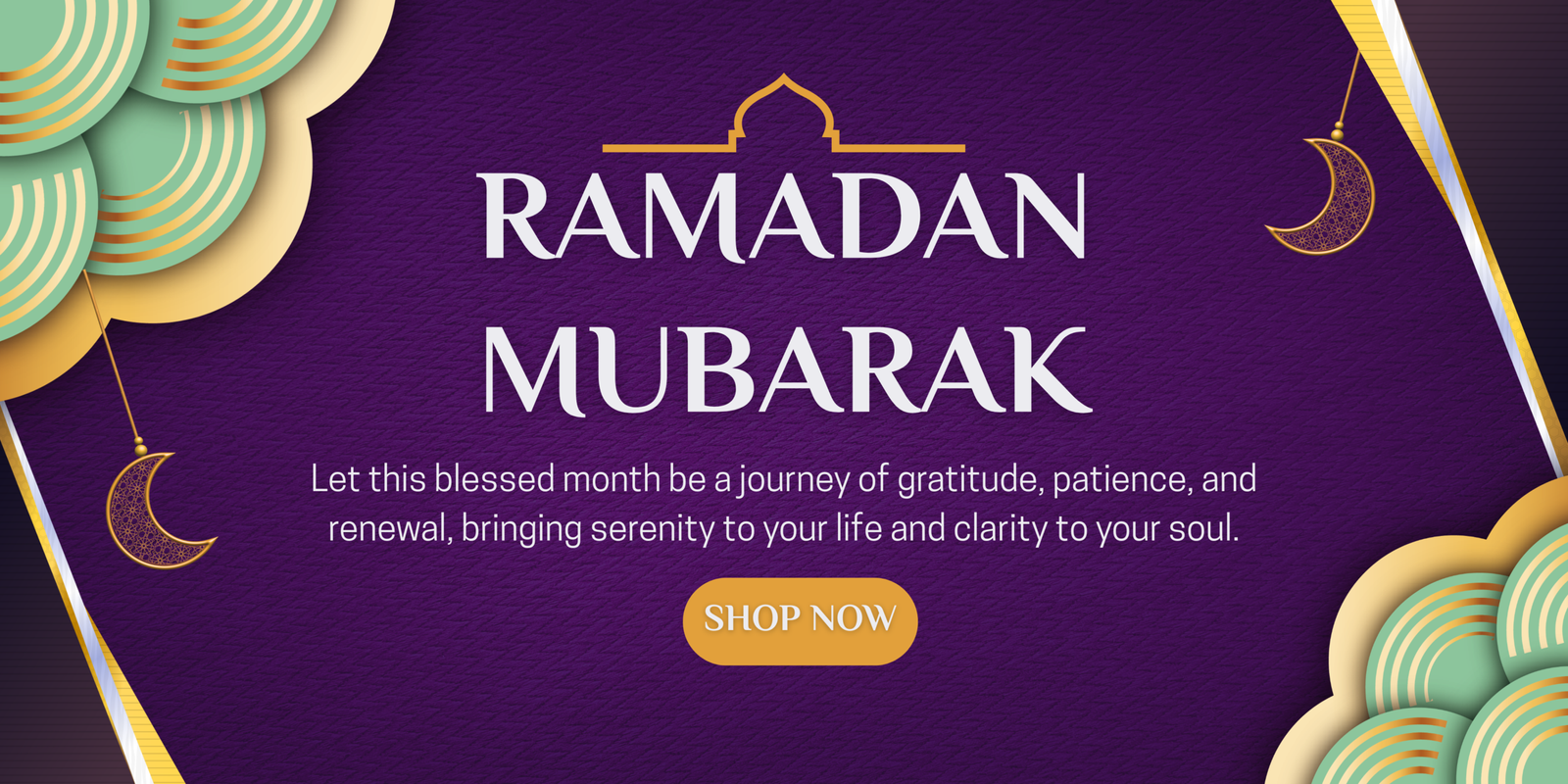 Purple Gold and Green Modern Elegant Ramadan Mubarak Banner